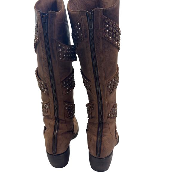 Old Gringo Brown Distressed Leather Silver Stud Detail Western Boots Women's 6.5 - Picture 4 of 11